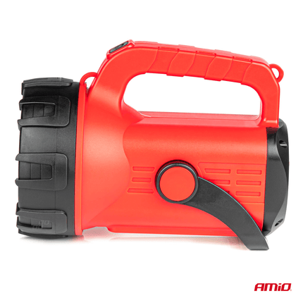AMiO LED Nood Zoeklicht Handlamp met Geïntegreerde Oplaadbare Batterij 400LM Zwart - Rood - VCTparts.nl