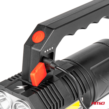 AMiO AMiO LED Zoeklicht Handlamp met Geïntegreerde Oplaadbare Batterij 300LM Zwart - Rood AMiO 6