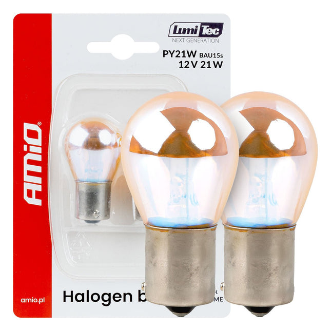 AMiO LumiTec PY21W Amber Chrome Halogeen Autolampen – BAU15s 12V 21W (2 stuks) - VCTparts.nl