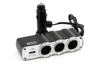 AMiO AMiO Luxe 3 Dubbele Sigarettenaansteker Plug Splitter met USB - A 12V/24V Zwart AMiO 3