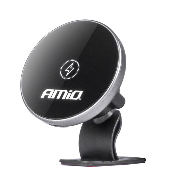 AMiO Magnetische Telefoonhouder met 15W Qi Draadloze Oplader en MagSafe Verstelbare 360° Montage op Dashboard of Cockpit zwart - VCTparts.nl