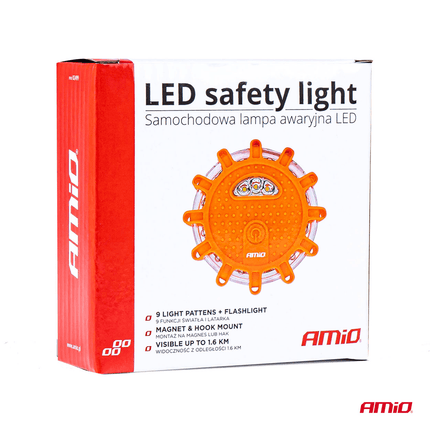 AMiO Magnetische Verkeer Noodgeval Waarschuwings - disk 16LED 3xAAA IP65 (12SMD + 3SMD) Oranje - VCTparts.nl