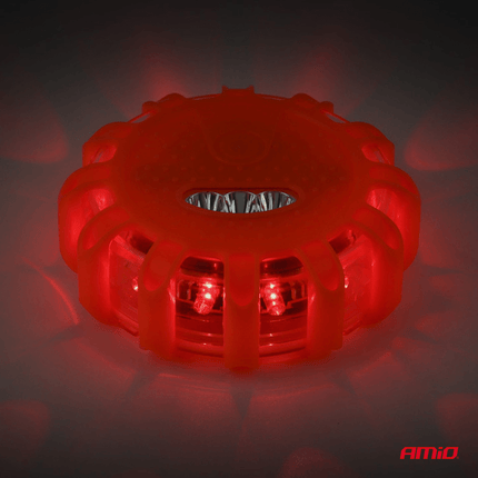 AMiO Magnetische Verkeer Noodgeval Waarschuwings - disk 16LED 3xAAA IP65 (12SMD + 3SMD) Oranje - VCTparts.nl