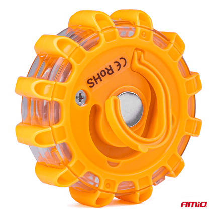AMiO Magnetische Verkeer Noodgeval Waarschuwings - disk 16LED 3xAAA IP65 (12SMD + 3SMD) Oranje - VCTparts.nl