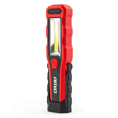 AMiO Magnetische Werklamp Looplamp Inspectie Auto Zaklamp met 12-24V en 230V Lader Rood Zwart