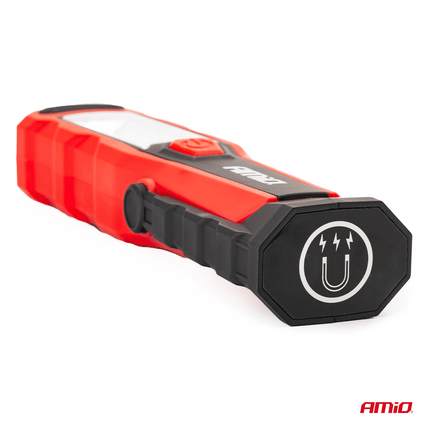 AMiO AMiO Magnetische Werklamp Looplamp Inspectie Auto Zaklamp met 12 - 24V en 230V Lader Rood Zwart AMiO 6