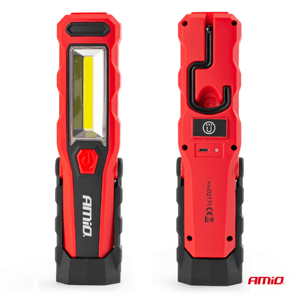 AMiO AMiO Magnetische Werklamp Looplamp Inspectie Auto Zaklamp met 12 - 24V en 230V Lader Rood Zwart AMiO 7