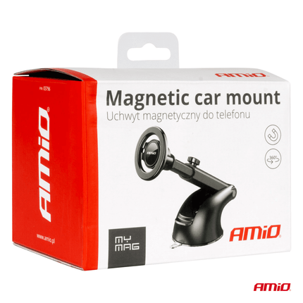 AMiO AMiO Magsafe Auto Telefoonhouder met Telescopisch Uitschuifbare Arm voor Dashboard en Voorruit Zwart AMiO 2