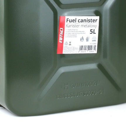 AMiO Metal Jerrycan 5L – UN - Gecertificeerde Metalen Brandstofcan Groen - Stalen Noodopslag Emergency Fuelcan Diesel Benzine - VCTparts.nl