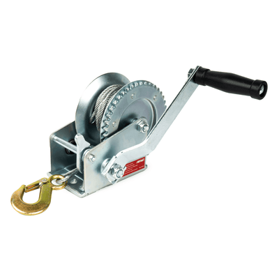 AMiO Metalen Handmatige Lier Slinger met Stalen Veerslot 5m Slinger 450 kg Capaciteit