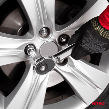 AMiO Momentsleutel 17/19/21 mm 40 - 210 Nm Wielmoersleutel Universeel met Koppelstuken en Koffer [Wielbout Sleutel - Gereedschap] - VCTparts.nl