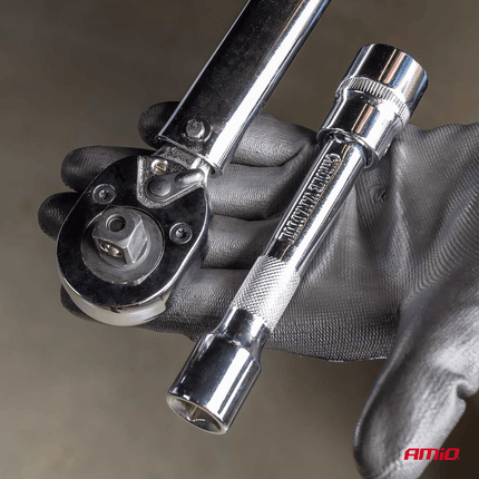 AMiO Momentsleutel 17/19/21 mm 40 - 210 Nm Wielmoersleutel Universeel met Koppelstuken en Koffer [Wielbout Sleutel - Gereedschap] - VCTparts.nl