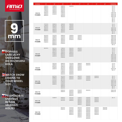 AMiO Ö - Norm Sneeuw Kettingen Gehard Staal 9mm + BAG KNS - 100 - VCTparts.nl