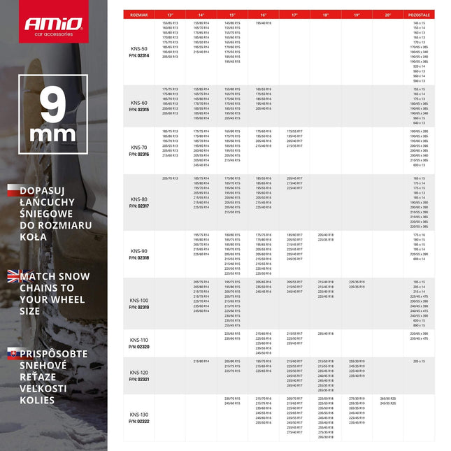AMiO Ö - Norm Sneeuw Kettingen Gehard Staal 9mm + BAG KNS - 120 - VCTparts.nl