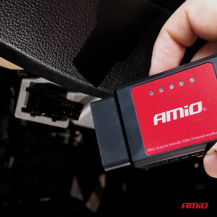 AMiO AMiO OBD2 Bluetooth XL Diagnosescanner en Foutcodes Uitlezen en Wissen via App – Draadloze Auto - en Truckdiagnose voor iOS Android en Windows - Errors Verwijderen App Tool AMiO 3