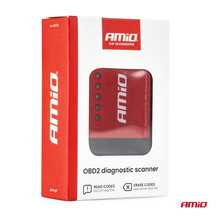AMiO AMiO OBD2 Bluetooth XL Diagnosescanner en Foutcodes Uitlezen en Wissen via App – Draadloze Auto - en Truckdiagnose voor iOS Android en Windows - Errors Verwijderen App Tool AMiO 9