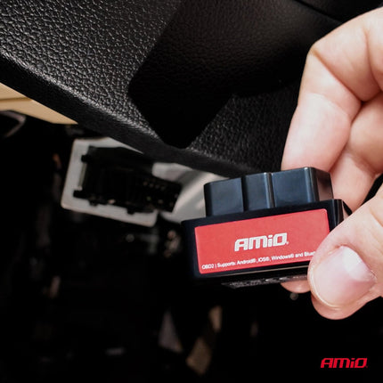 AMiO AMiO Bluetooth OBD2 Diagnosescanner voor Auto – Foutcodes Lezen Wissen en Live Voertuigdata Analyse via Android, iOS en Windows App AMiO 3