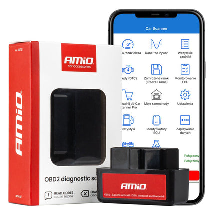 AMiO AMiO Bluetooth OBD2 Diagnosescanner voor Auto – Foutcodes Lezen Wissen en Live Voertuigdata Analyse via Android, iOS en Windows App AMiO 1