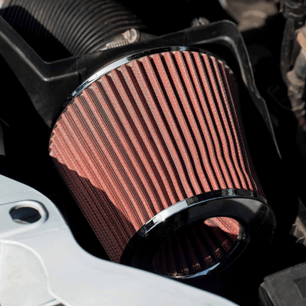 AMiO Open Luchtfilter Sport Filter met Cold Air Intake & 3 Adapters Rood - Carbon - VCTparts.nl
