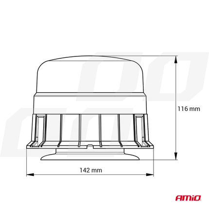 AMiO AMiO Oranje LED Zwaailicht Noodverlichting met Magneet 39LED 12/24V met Krulsnoer AMiO 3