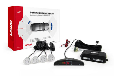 AMiO Parkeerhulpsysteem LED 4 sensoren zilver
