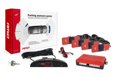AMiO Parkeerhulpsysteem LED 4 sensoren zwart binnenmontage 165mm