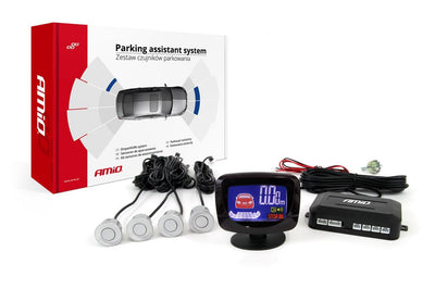AMiO Parkeerhulpsysteem LED-GRAF 4 sensor zilver