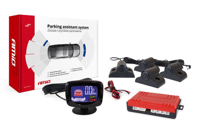 AMiO Parkeerhulpsysteem LED-GRAF 4 sensor zwart TRUCK 19mm