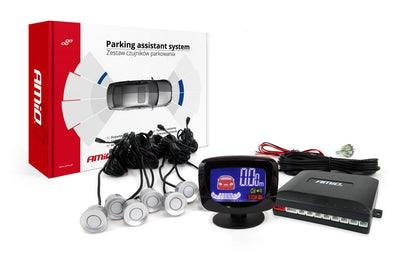 AMiO Parkeerhulpsysteem LED-GRAF 8 sensor zilver