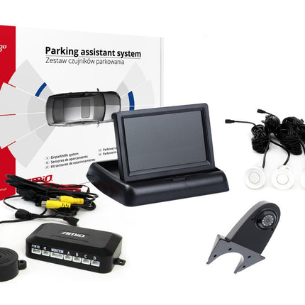 AMiO AMiO Parkeerhulpsysteem met TFT - scherm 43" en 4 Witte HD - sensoren – Veilig en Nauwkeurig Parkeren AMiO 8