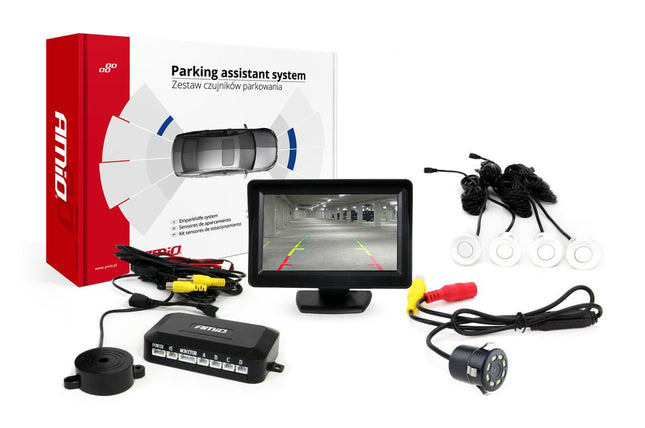 AMiO AMiO Parkeerhulpsysteem TFT01 4 3 inch LCD Beeldscherm - CAM308 LED Camera 4 Sensoren Wit AMiO 10