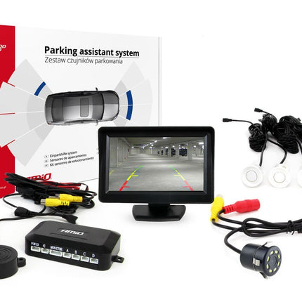 AMiO AMiO Parkeerhulpsysteem TFT01 4 3 inch LCD Beeldscherm - CAM308 LED Camera 4 Sensoren Wit AMiO 1