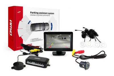 AMiO Parkeerhulpsysteem TFT01 4 3 inch LCD Beeldscherm - CAM308 LED Camera 4 Sensoren Wit
