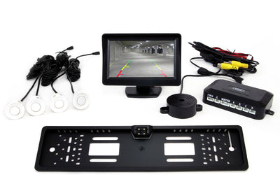 AMiO Parkeerhulpsysteem TFT01 4 3 inch LCD Beeldscherm - CAM402 LED Camera 4 Sensoren Wit