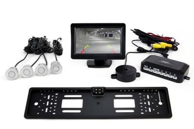 AMiO Parkeerhulpsysteem TFT01 4 3 inch LCD Beeldscherm - CAM402 LED Camera 4 Sensoren Zilver