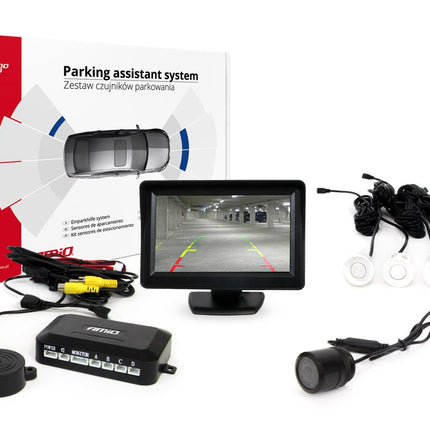AMiO AMiO Parkeerhulpsysteem TFT01 4 3 inch LCD Beeldscherm - HD301IR Camera 4 Sensoren Wit AMiO 1