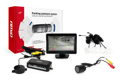AMiO Parkeerhulpsysteem TFT01 4 3 inch LCD Beeldscherm - HD301IR Camera 4 Sensoren Wit