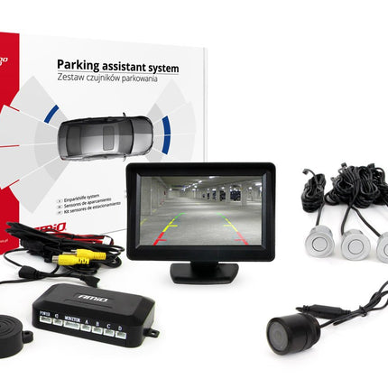 AMiO AMiO Parkeerhulpsysteem TFT01 4 3 inch LCD Beeldscherm - HD301IR Camera 4 Sensoren Zilver AMiO 1