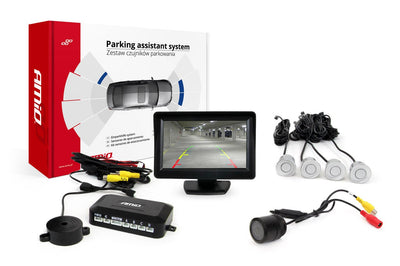 AMiO Parkeerhulpsysteem TFT01 4 3 inch LCD Beeldscherm - HD301IR Camera 4 Sensoren Zilver