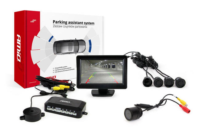 AMiO AMiO Parkeerhulpsysteem TFT01 4 3 inch LCD Beeldscherm - HD301IR Camera 4 Sensoren Zwart AMiO 1