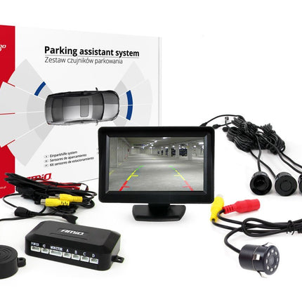 AMiO AMiO Parkeerhulpsysteem TFT01 4 3 inch LCD Beeldscherm - HD307IR Camera 4 Sensoren Zwart AMiO 1