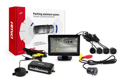 AMiO Parkeerhulpsysteem TFT01 4 3 inch LCD Beeldscherm - HD307IR Camera 4 Sensoren Zwart