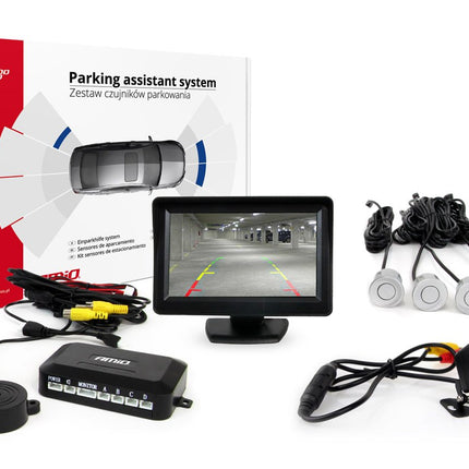 AMiO AMiO Parkeerhulpsysteem TFT01 4 3 inch LCD Beeldscherm - HD315 LED Camera 4 Sensoren Zilver AMiO 1