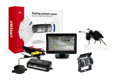 AMiO Parkeerhulpsysteem TFT01 4 3 inch LCD Beeldscherm - HD501IR Camera 4 Sensoren Wit