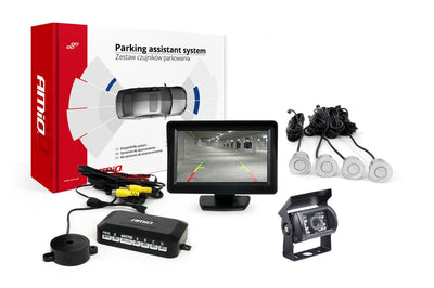AMiO Parkeerhulpsysteem TFT01 4 3 inch LCD Beeldscherm HD501IR Camera 4 Sensoren Zilver
