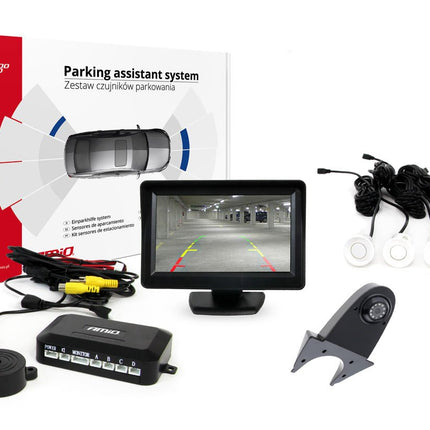 AMiO AMiO Parkeerhulpsysteem TFT01 4 3 inch LCD Beeldscherm - HD502IR Camera 4 Sensoren Wit AMiO 1
