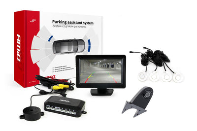AMiO Parkeerhulpsysteem TFT01 4 3 inch LCD Beeldscherm - HD502IR Camera 4 Sensoren Wit
