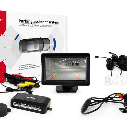 AMiO AMiO Parkeerhulpsysteem TFT01 4,3 inch LCD Beeldscherm HD CAM315 LED Camera 4 Witte Parkeersensoren Auto Achteruitrijhulp AMiO 8
