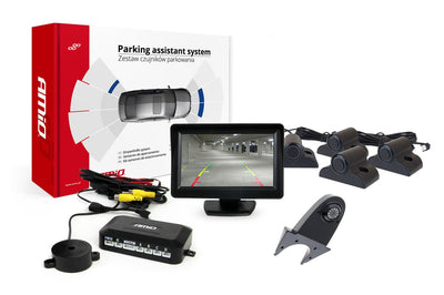 AMiO Parkeerhulpsysteem TFT01 4,3 inch LCD Beeldscherm - HD502IR Camera 4 Zwarte Sensoren Truck