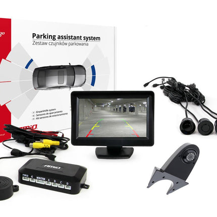 AMiO AMiO Parkeerhulpsysteem TFT01 4,3 inch LCD Beeldscherm - HD502IR Camera en 4 Zwarte Sensoren AMiO 1